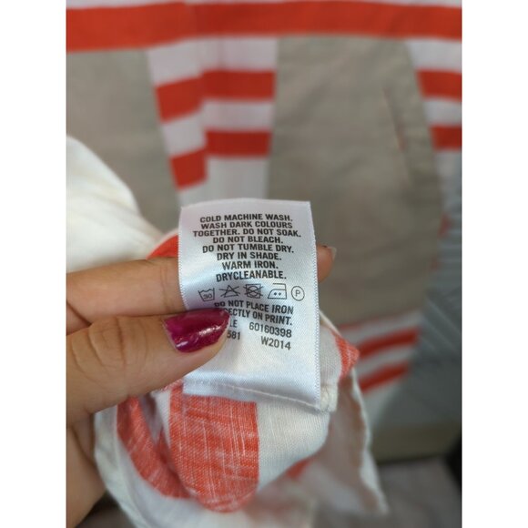 TRENERY Women's Shift Dress Striped Linen Pockets Short Sleeve Size 14 - Picture 7 of 8